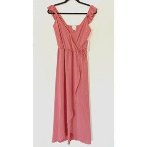 NWT Tovia Women's Peach Romantic V-Neck Maxi Dress Size M